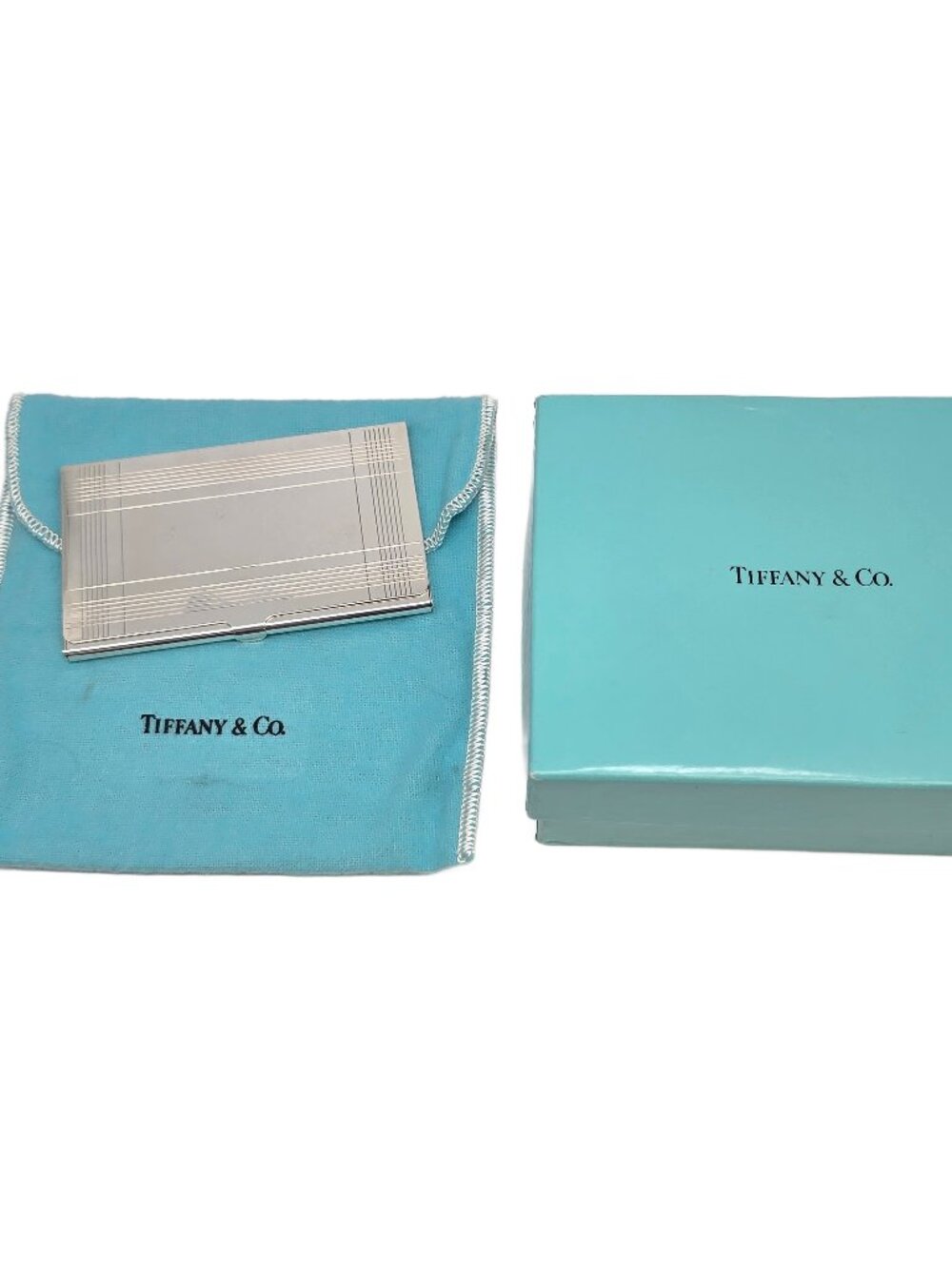 Tiffany & Co Sterling Silver Business Card Case with Box and Pouch #25470